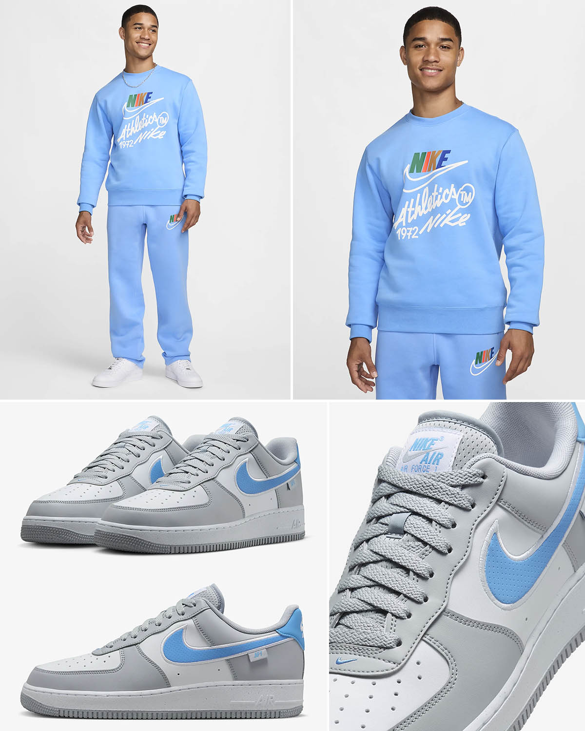 Nike Air Force 1 Low Wolf Grey White University Blue Clothing to Match Sneakers