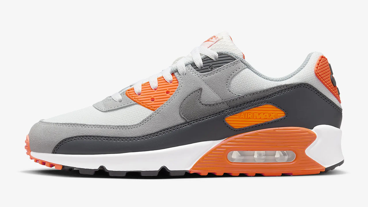 Nike Air Max 90 Summit White Safety Orange Smoke Grey