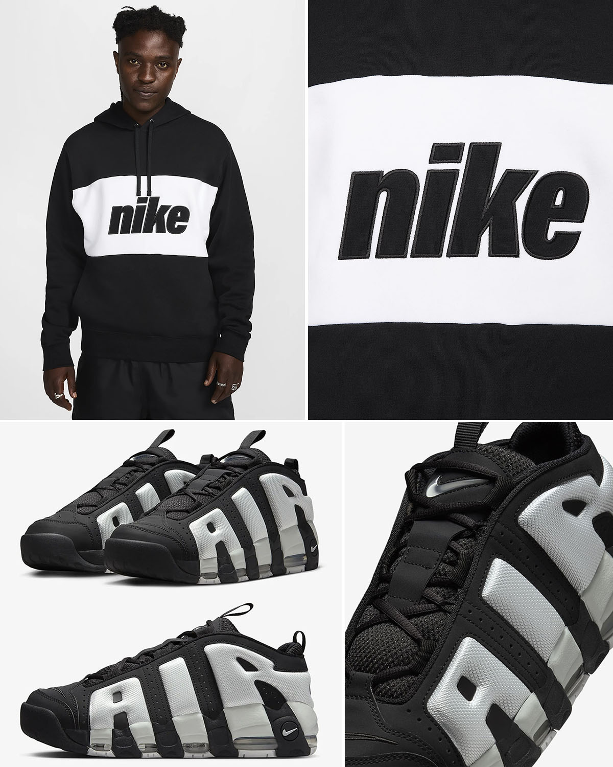 Nike Air More Uptempo Low Panda Black White Sneaker Hoodie Matching Outfit