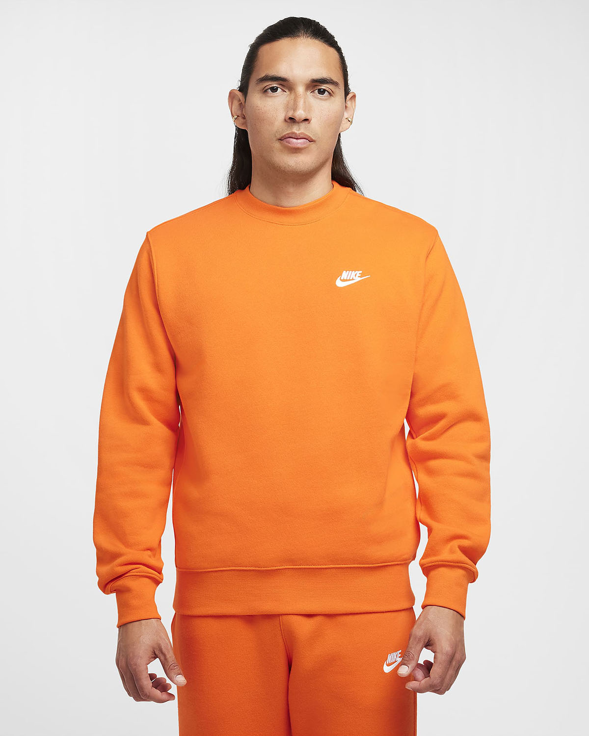 Nike Club Fleece Crew Sweatshirt Safety Orange 1