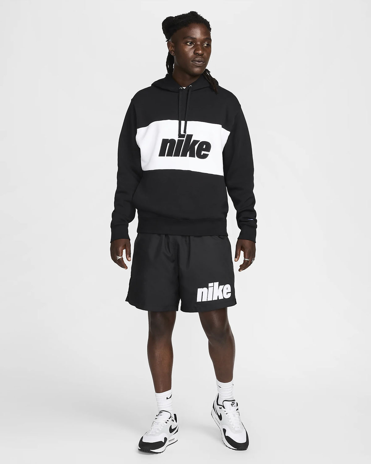 Nike Club Flow Block Shorts Black White