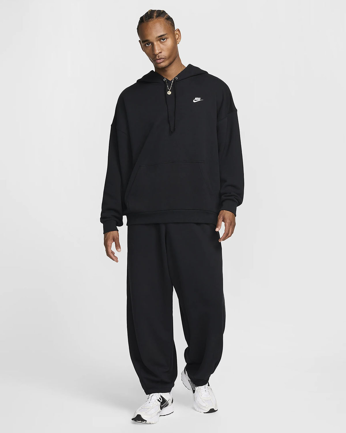 Nike Club Oversized Hoodie ad Pants Black White