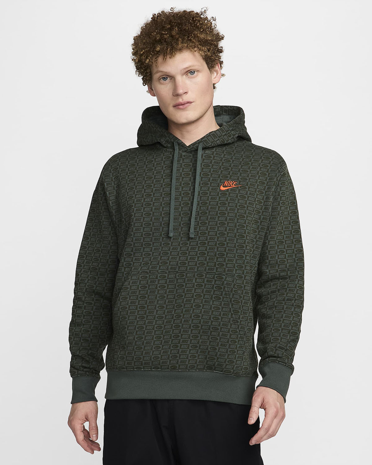 Nike Club Pullover Hoodie Vintage Green Orange