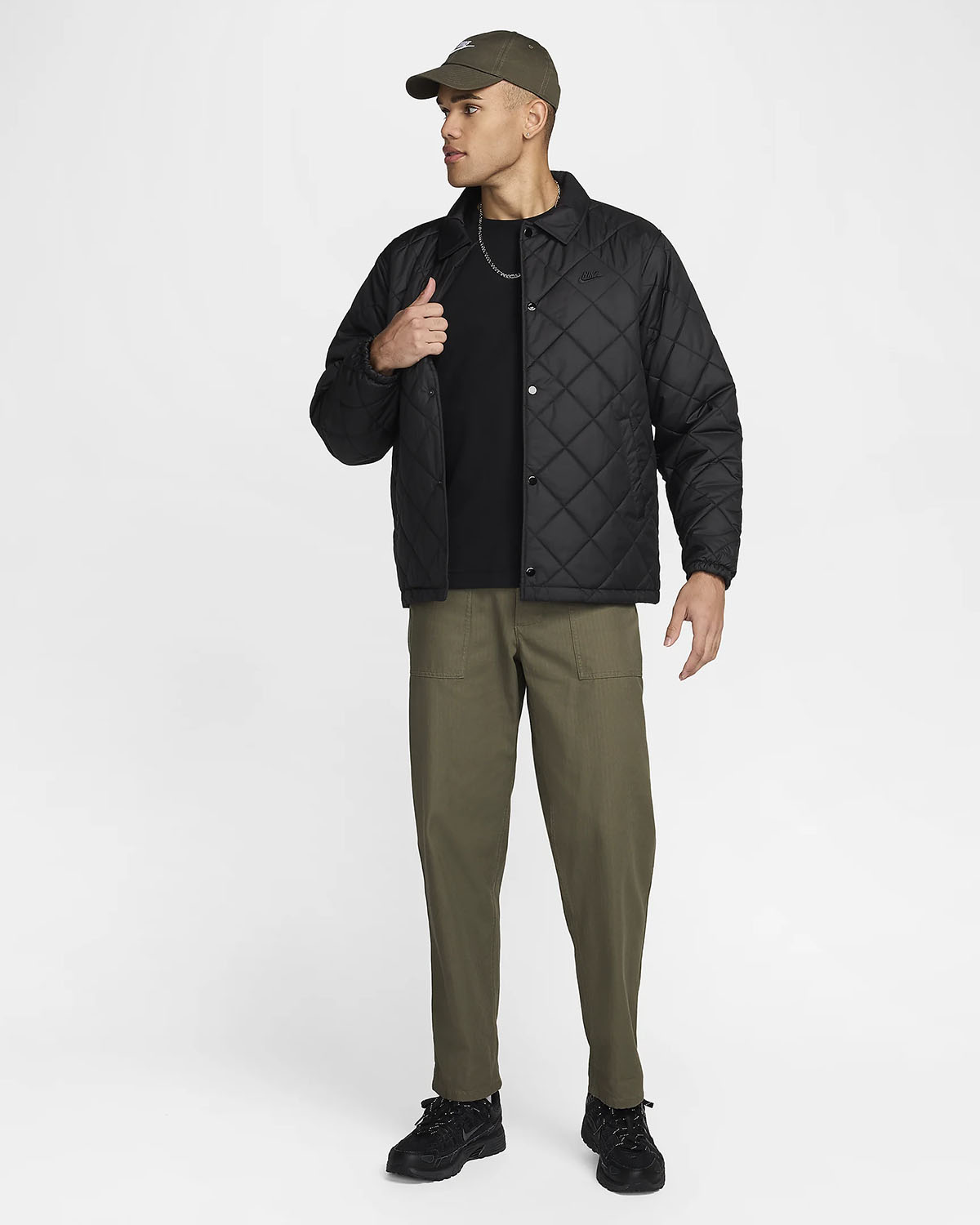 Nike Club Quilted Insulated Jacket Black Outfit