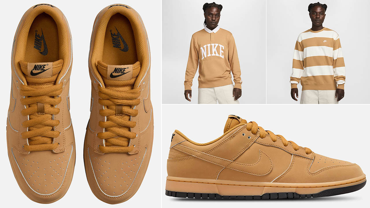 Nike Dunk Low Wheat Sneaker Outfits Shirts Clothing Match