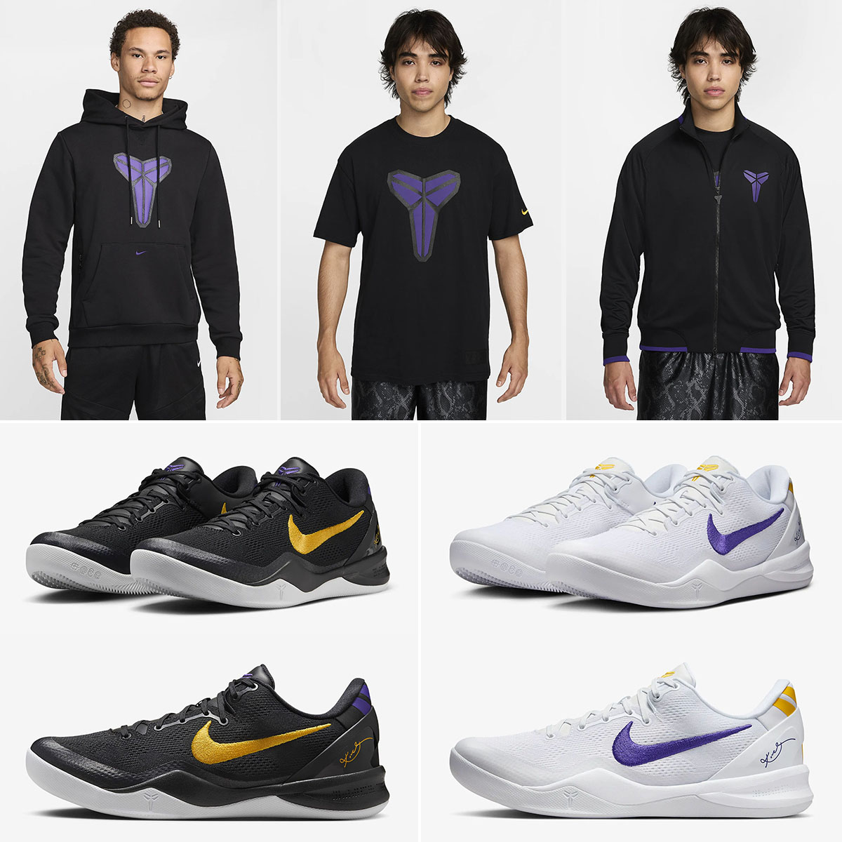 Nike Kobe 8 Protro Hollywood Nights Lakers Home Shirts Hoodies Clothing Outfits to Match Shoes