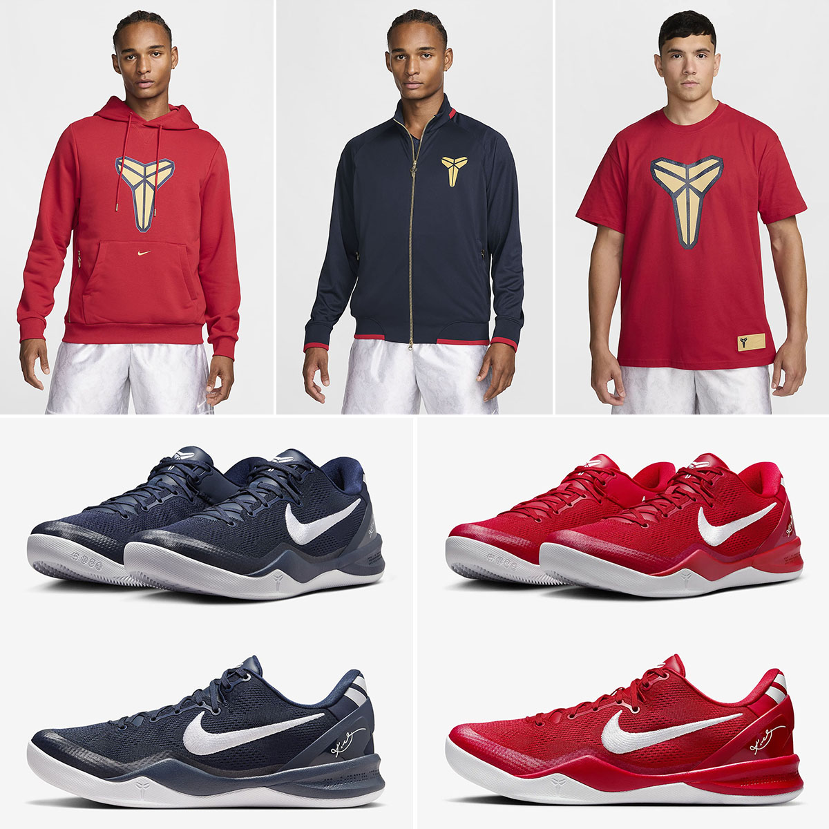 Nike Kobe 8 Protro University Red College Navy Shirt Hoodie Jacket Clothing to Match Shoes