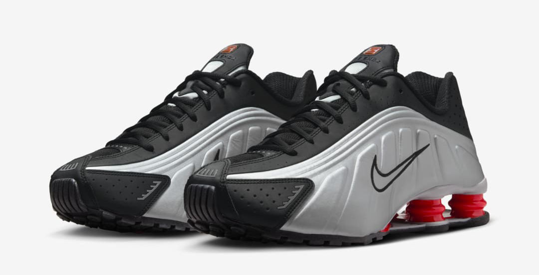 Nike Shox R4 OG Black Metallic Silver Red 2024 Sneakers 1