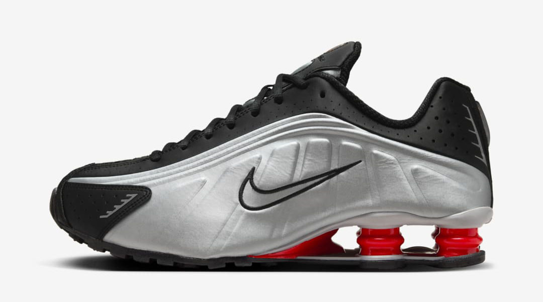 Nike Shox R4 OG Black Metallic Silver Red 2024 Sneakers 2