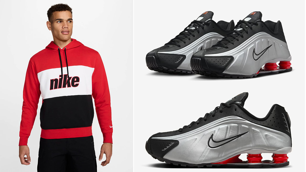 Nike Shox R4 OG Black Metallic Silver Red Hoodie to Match Sneakers