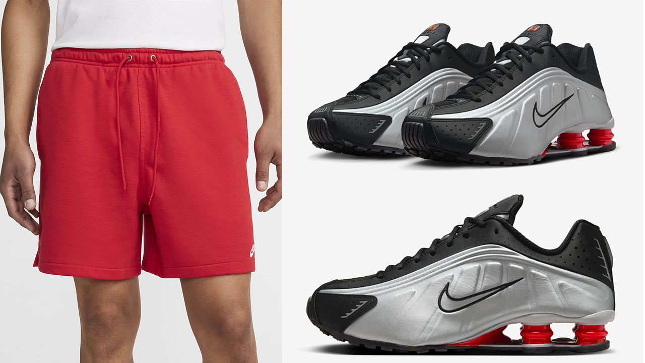 Nike Shox R4 OG Black Metallic Silver Red Shorts to Match Sneakers