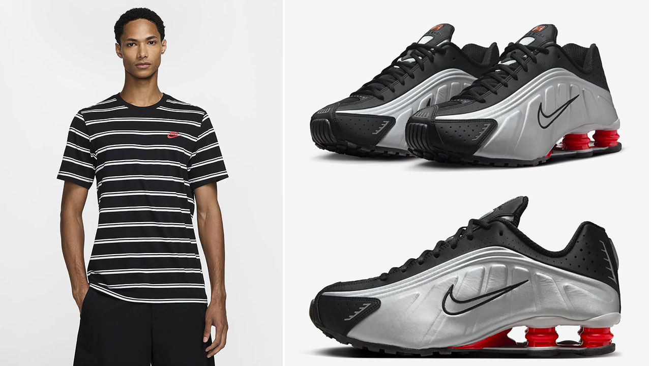 Nike Shox R4 OG Black Metallic Silver Shirt to Match Sneakers