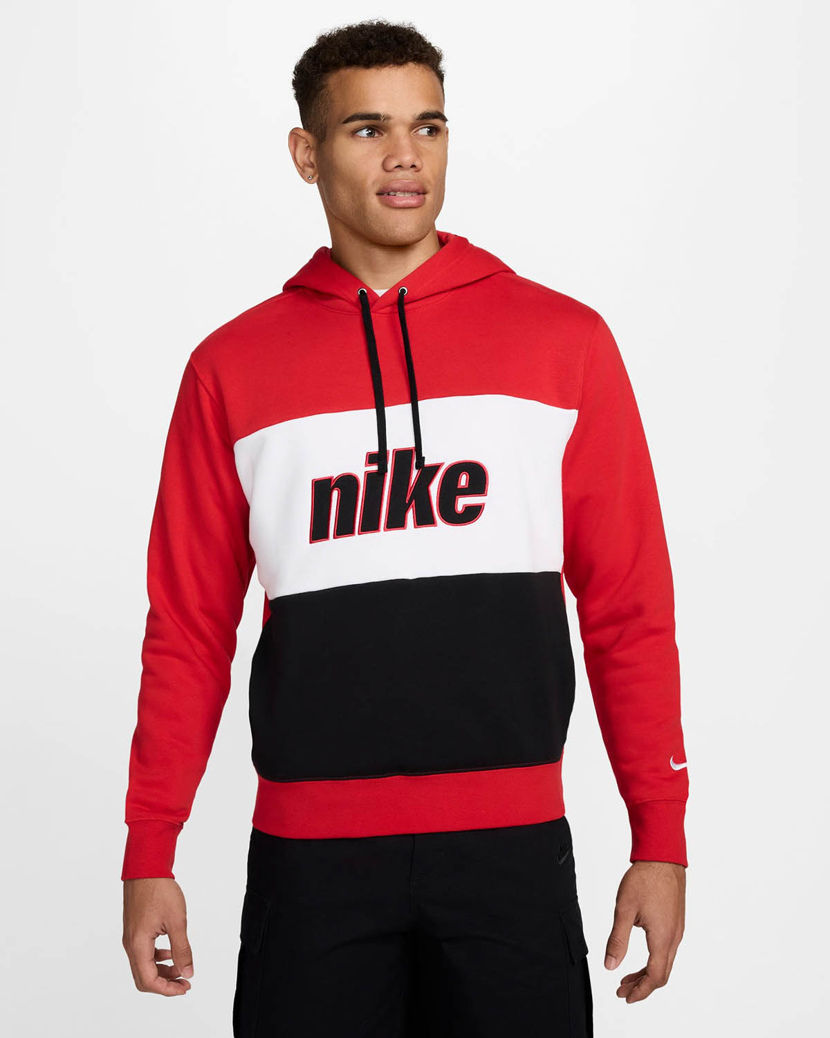 Nike Sportswear Color Block Hoodie Red Black White