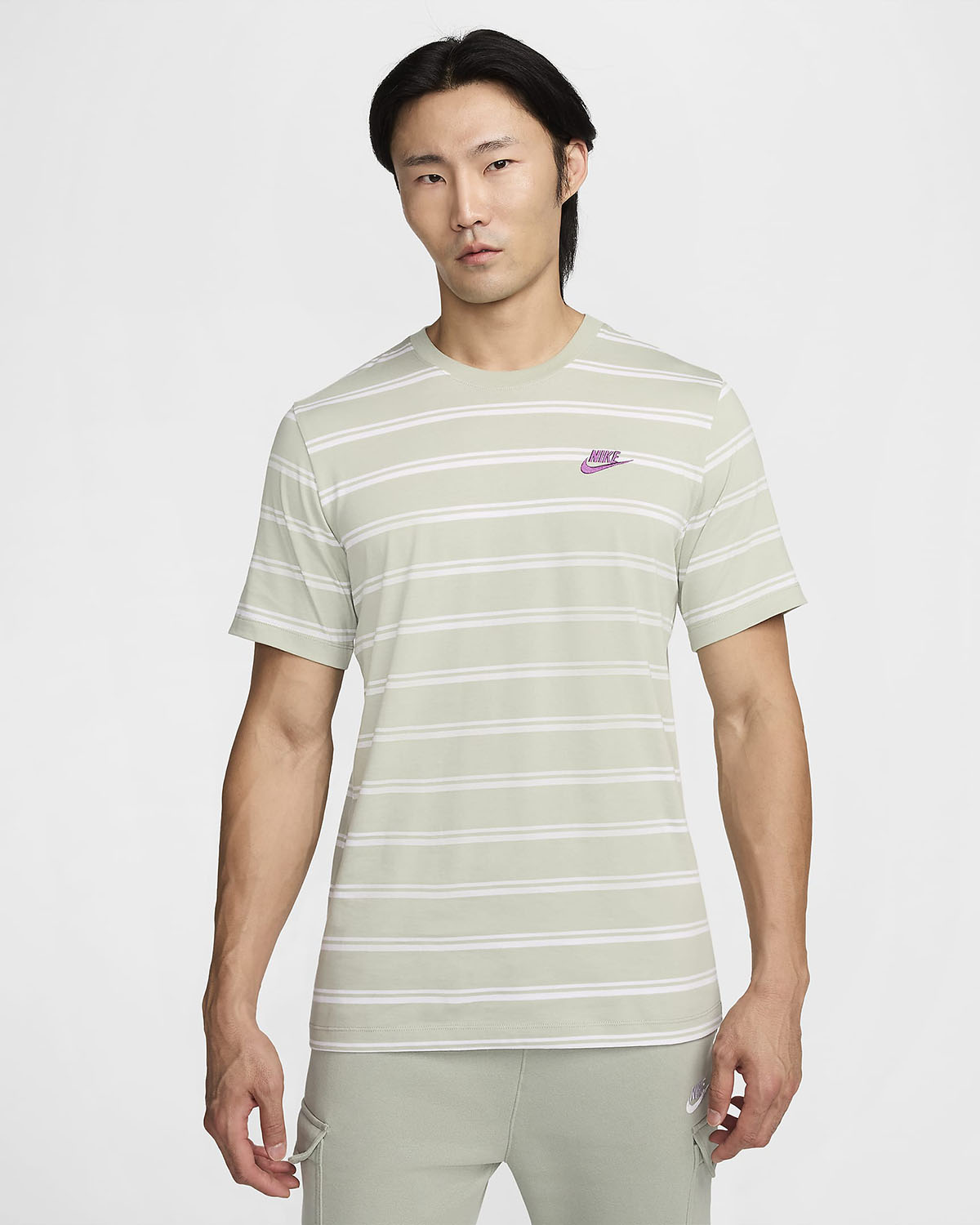 Nike Sportswear Striped T Shirt Jade Horizon 1