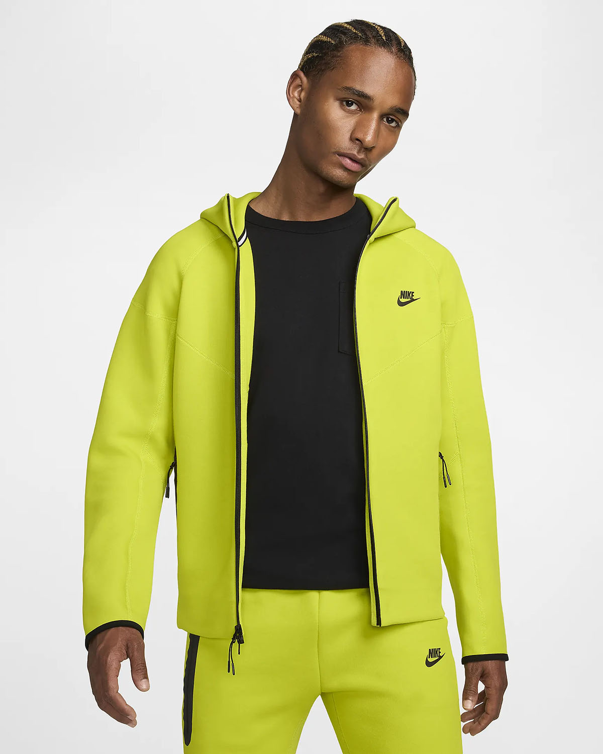 Nike Tech Fleece Full Zip Hoodie Bright Cactus Volt Black 1