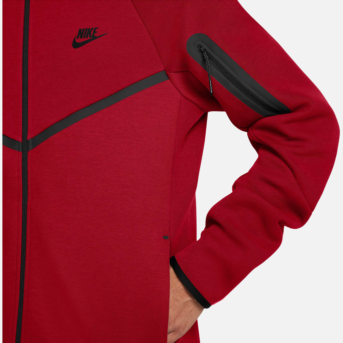 Nike Tech Fleece Full Zip Windrunner Hoodie Red Black 3