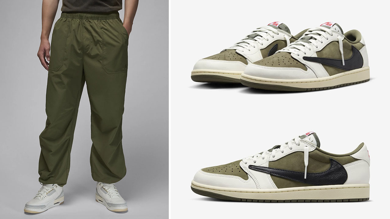 Travis Scott Air Jordan 1 Low Medium Olive Pants