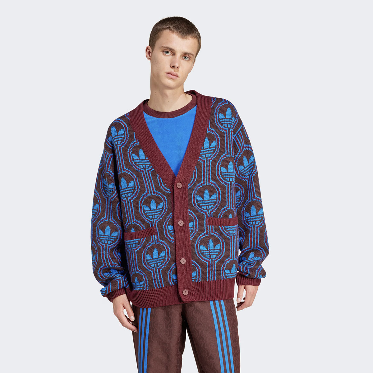 adidas Originals 70s Trefoil Cardigan Shadow Red Burgundy Blue