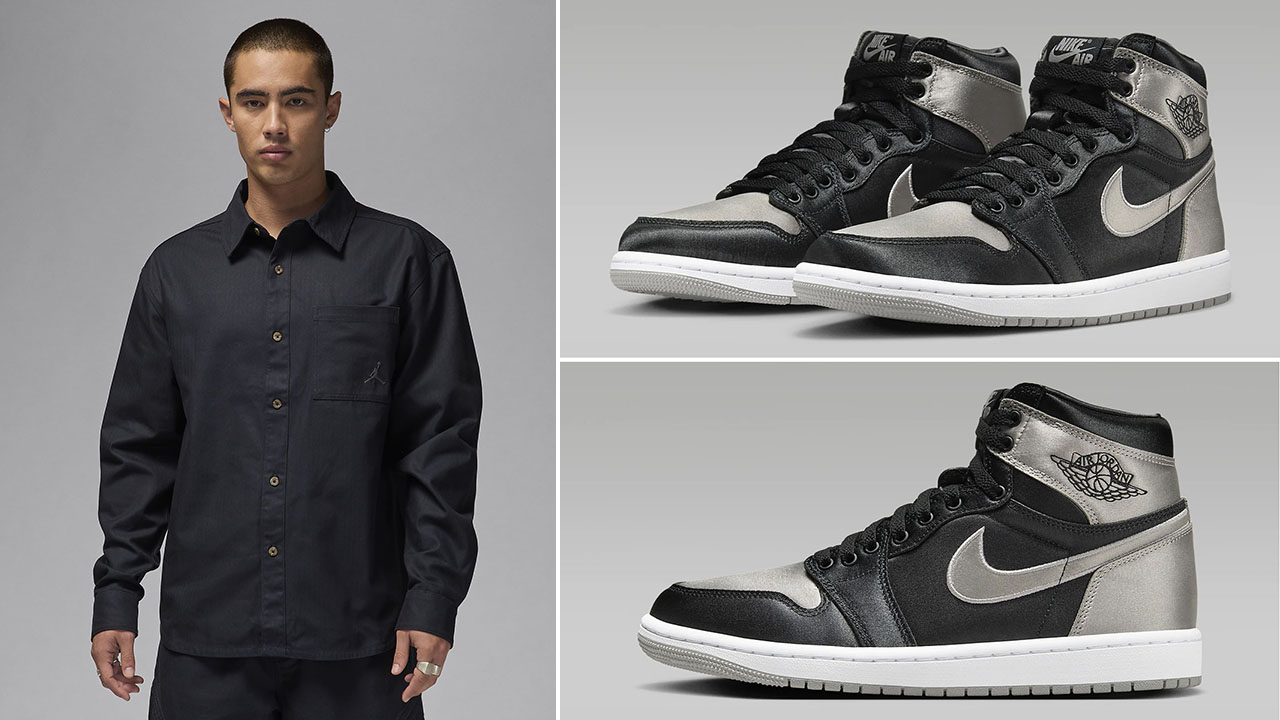 Air Jordan 1 High OG Satin Shadow Button Down Shirt to Match Sneakers