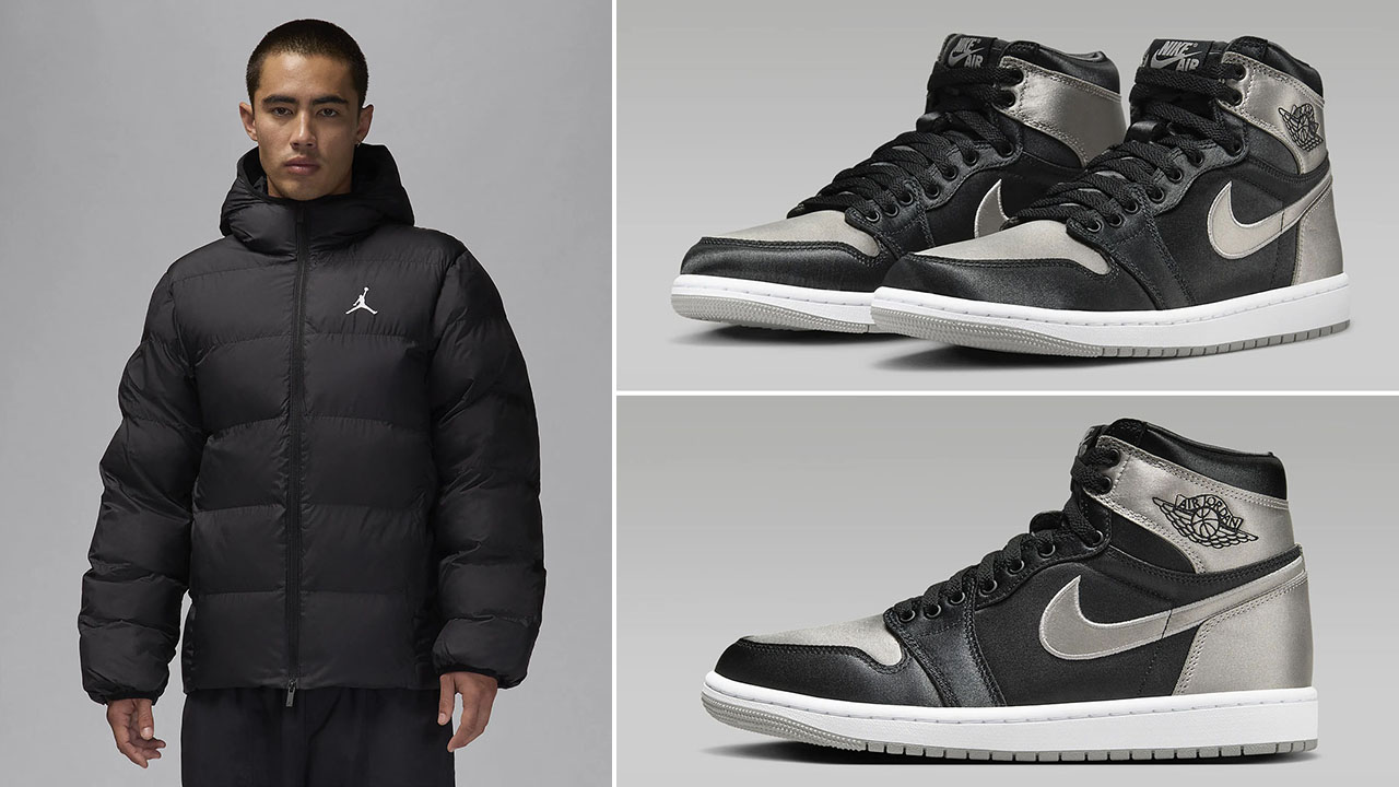 Air Jordan 1 High OG Satin Shadow Puffer Jacket to Match Sneakers