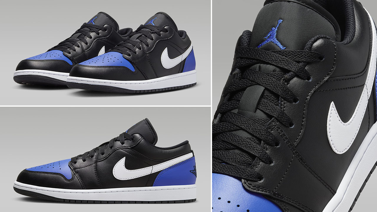 Air Jordan 1 Low Black Game Royal White Mens Sneakers