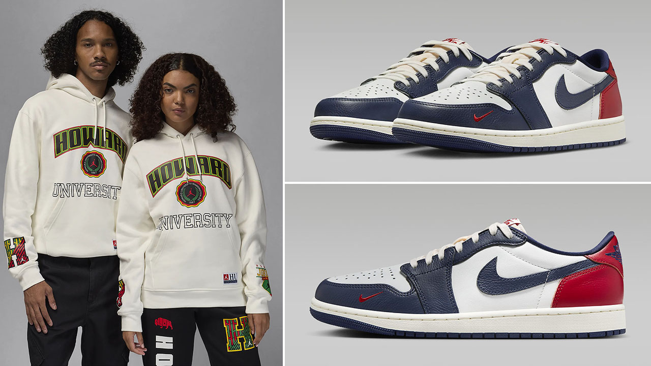 Air Jordan 1 Low Howard University Hoodie to Match Sneakers