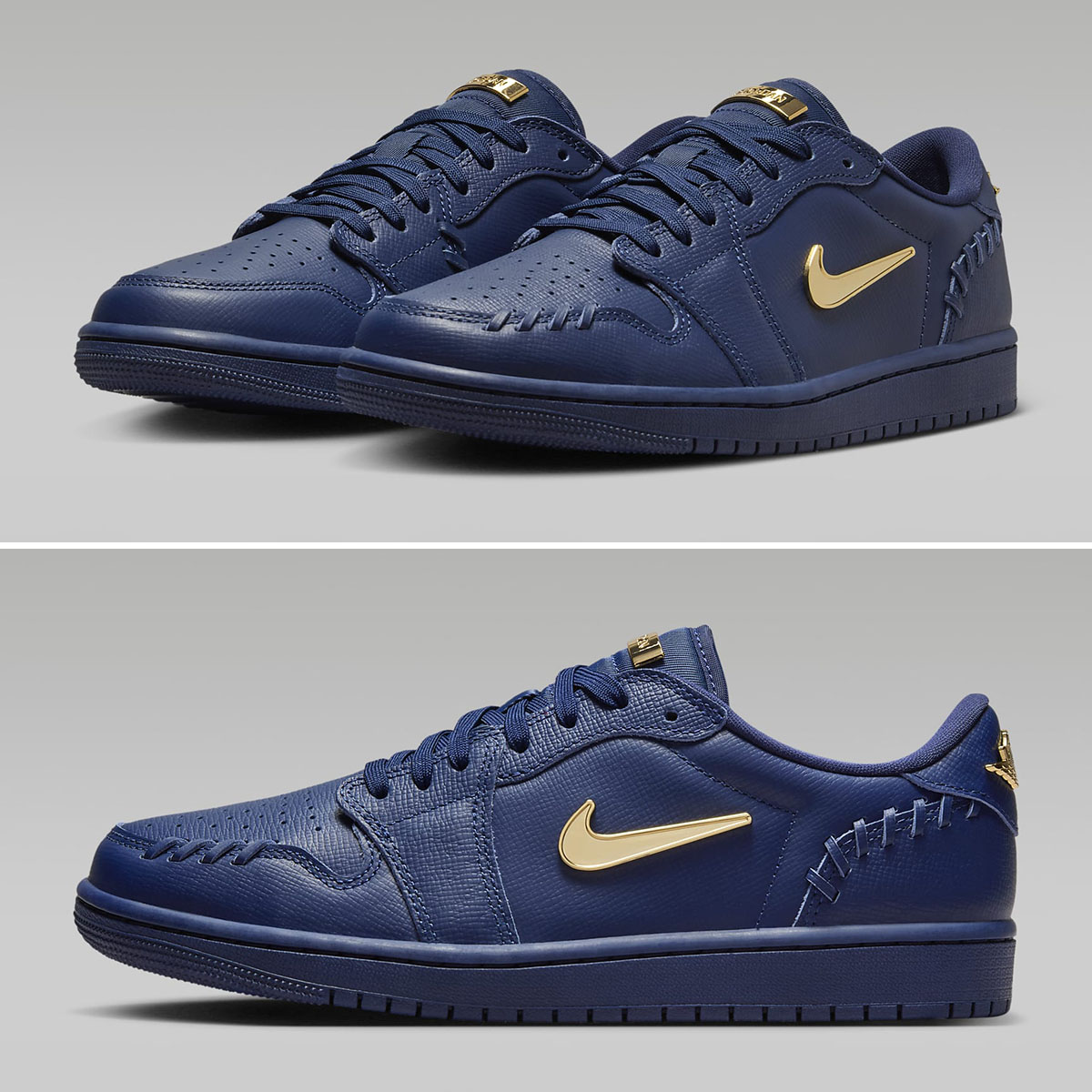 Air Jordan 1 Low Method of Make Midnight Navy Metallic Gold Womens Shoes