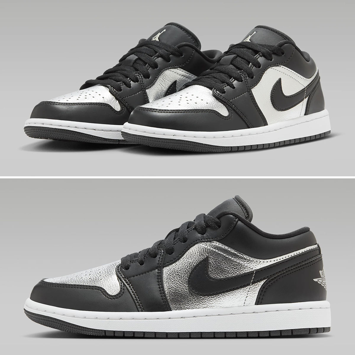 Air Jordan 1 Low SE Black White Metallic Silver