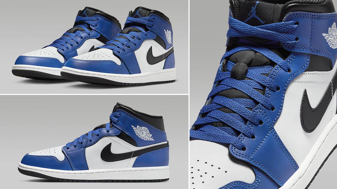 Air Jordan 1 Mid Game Royal White Black Mens Sneakers