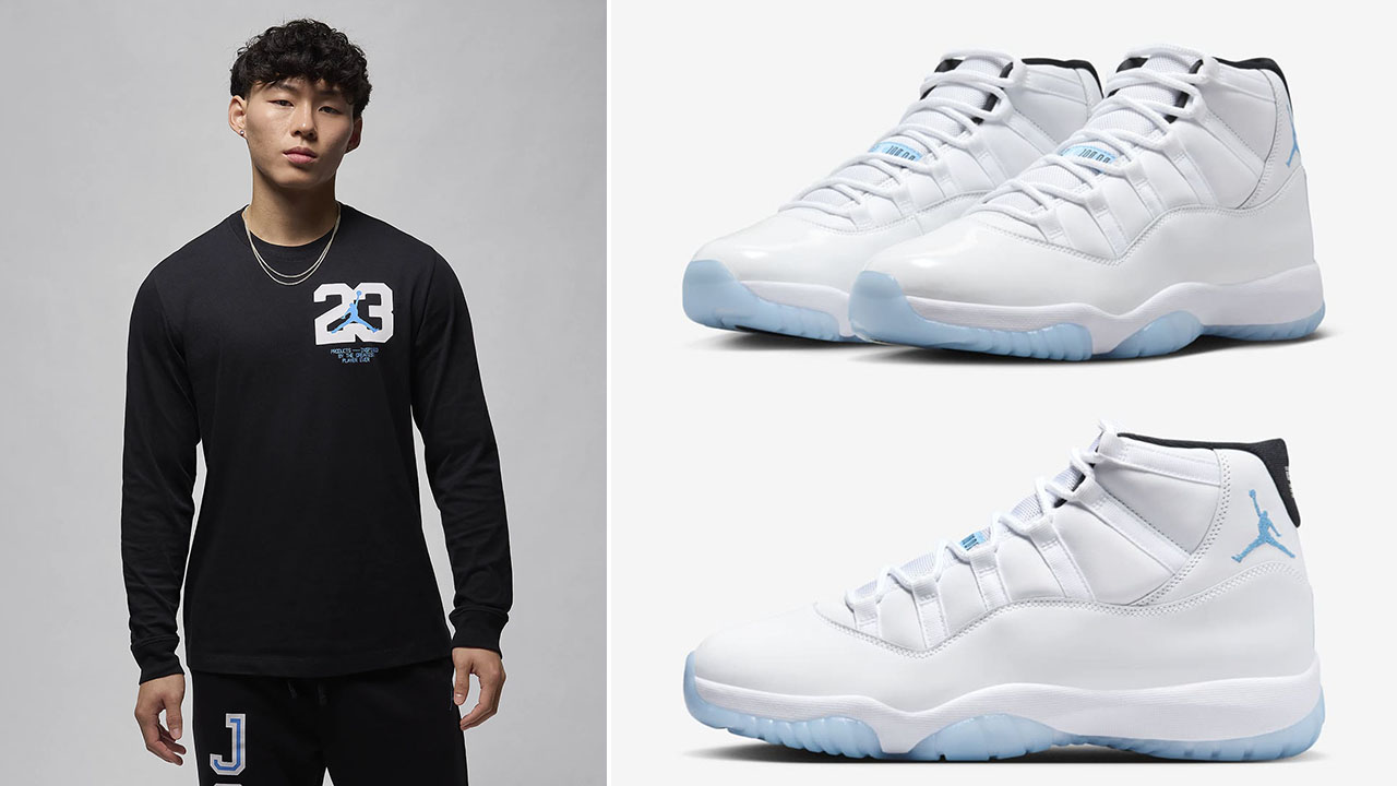 Air Jordan 11 Legend Blue 2024 Long Sleeve T Shirt to Match Sneakers