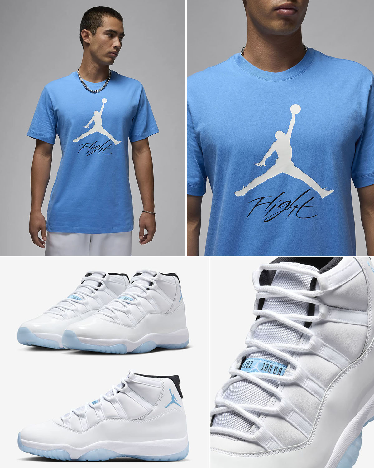 Air Jordan 11 Legend Blue Columbia 2024 Jumpman T Shirt Sneaker Outfit