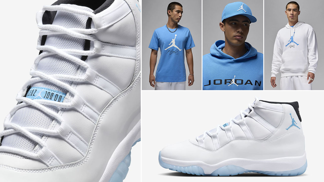 Air Jordan 11 Legend Blue Columbia 2024 Outfits Shirts Hats Clothing