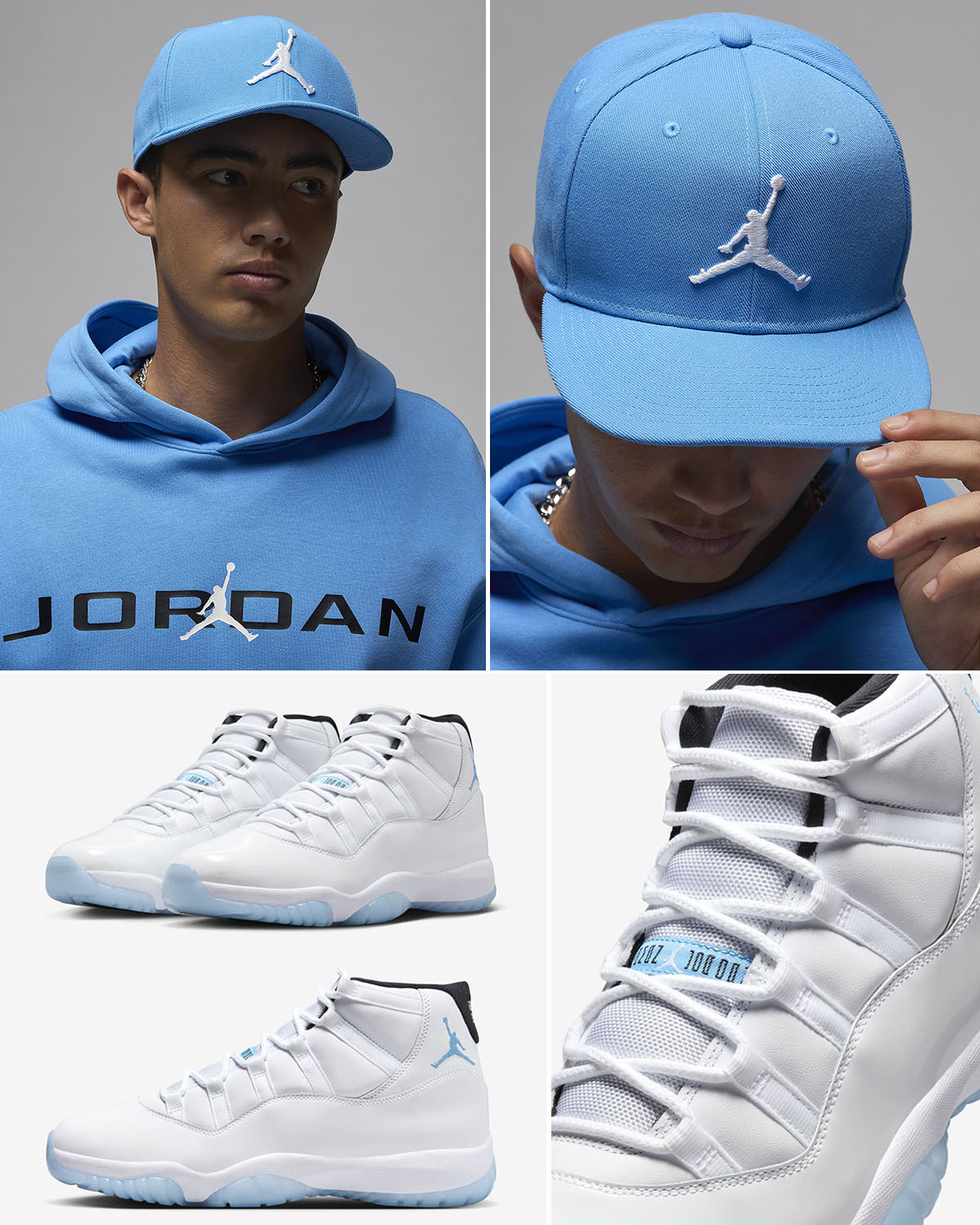 Air Jordan 11 Legend Blue Columbia 2024 Snapback Hat Cap to Match Sneakers