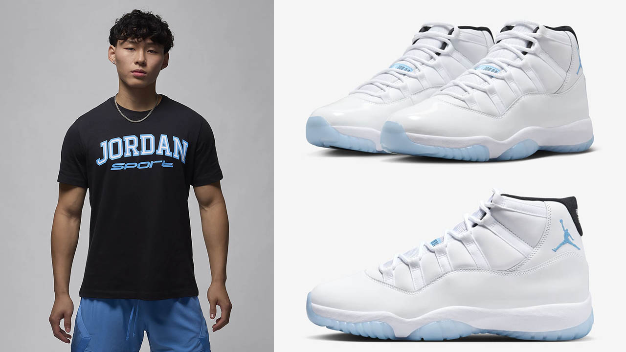 Air Jordan 11 Legend Blue Dri Fit Black T Shirt Outfit