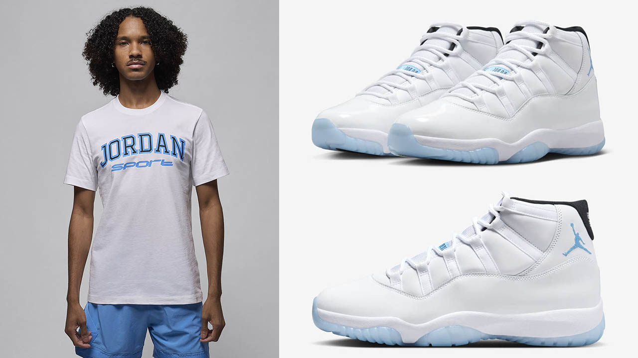 Air Jordan 11 Legend Blue Dri Fit White T Shirt Outfit