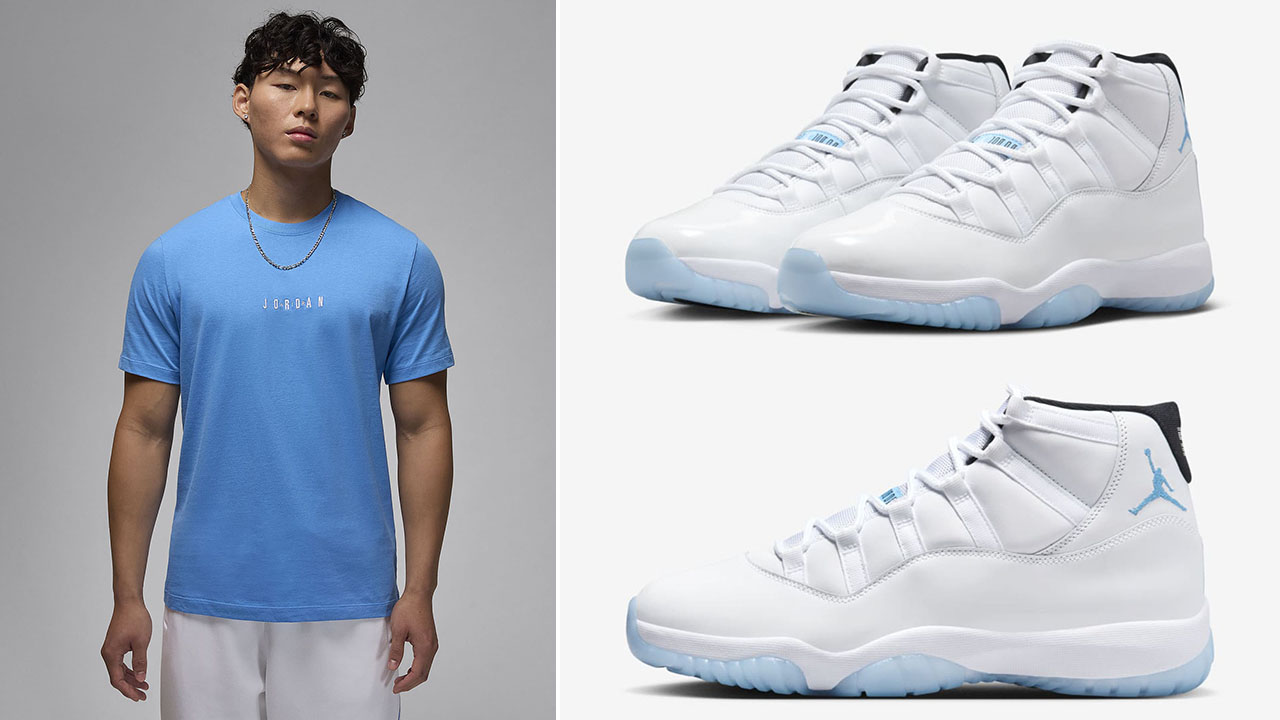 Air Jordan 11 Legend Blue Embroidered T Shirt Outfit