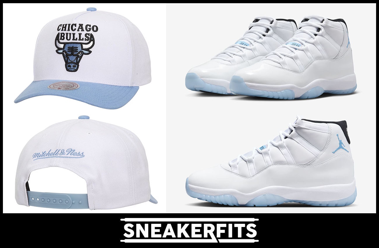 Air Jordan 11 Legend Blue Hat Snapback Cap Mitchell and Ness Sneakerfits