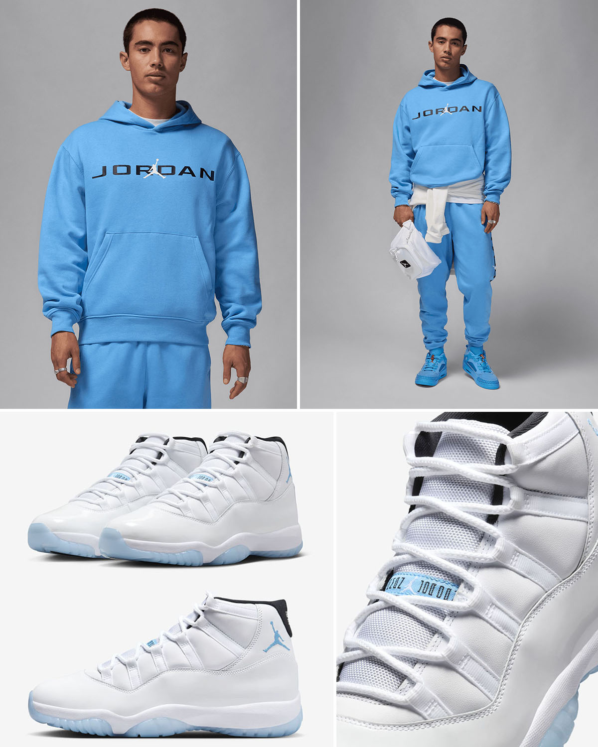 Air Jordan 11 Legend Blue Matching Hoodie and Pants Outfit