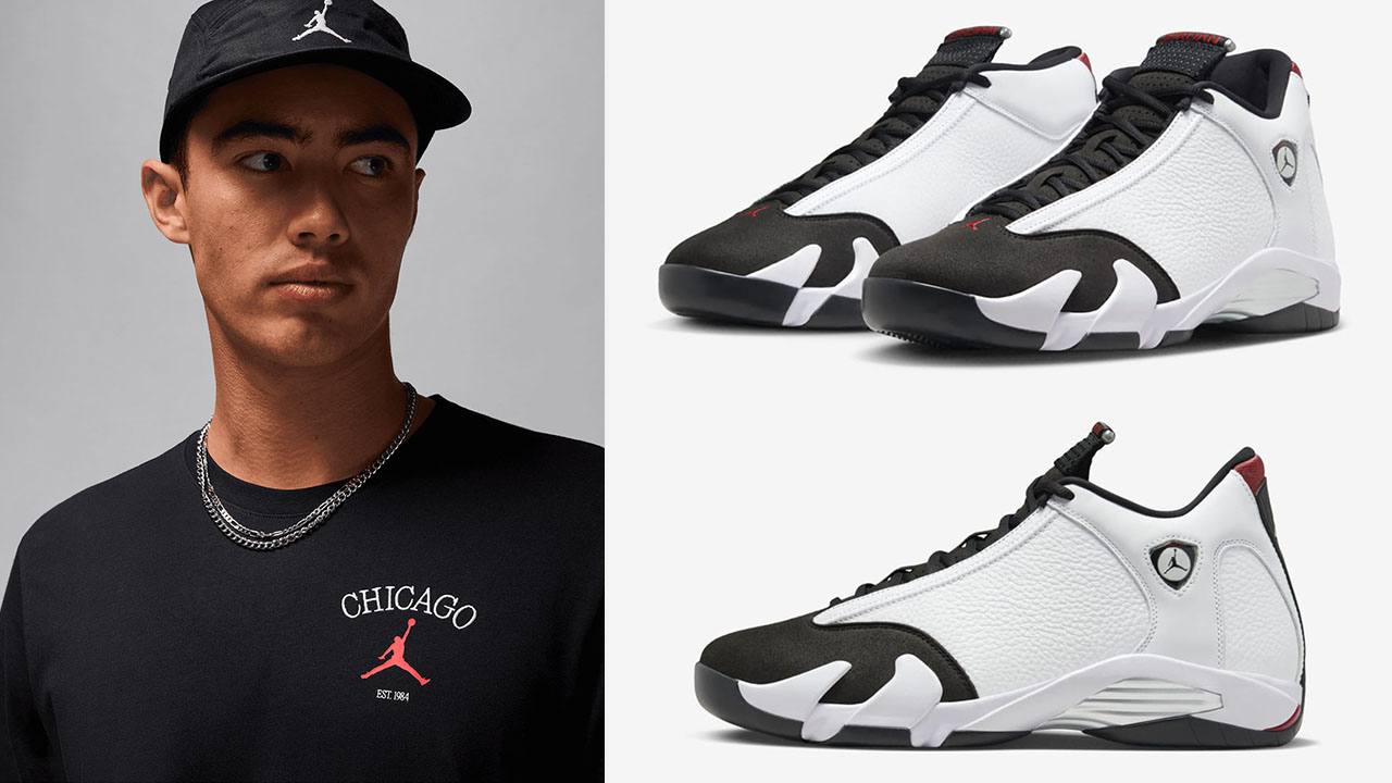 Air Jordan 14 Black Toe 2024 Chicago T Shirt to Match Sneakers