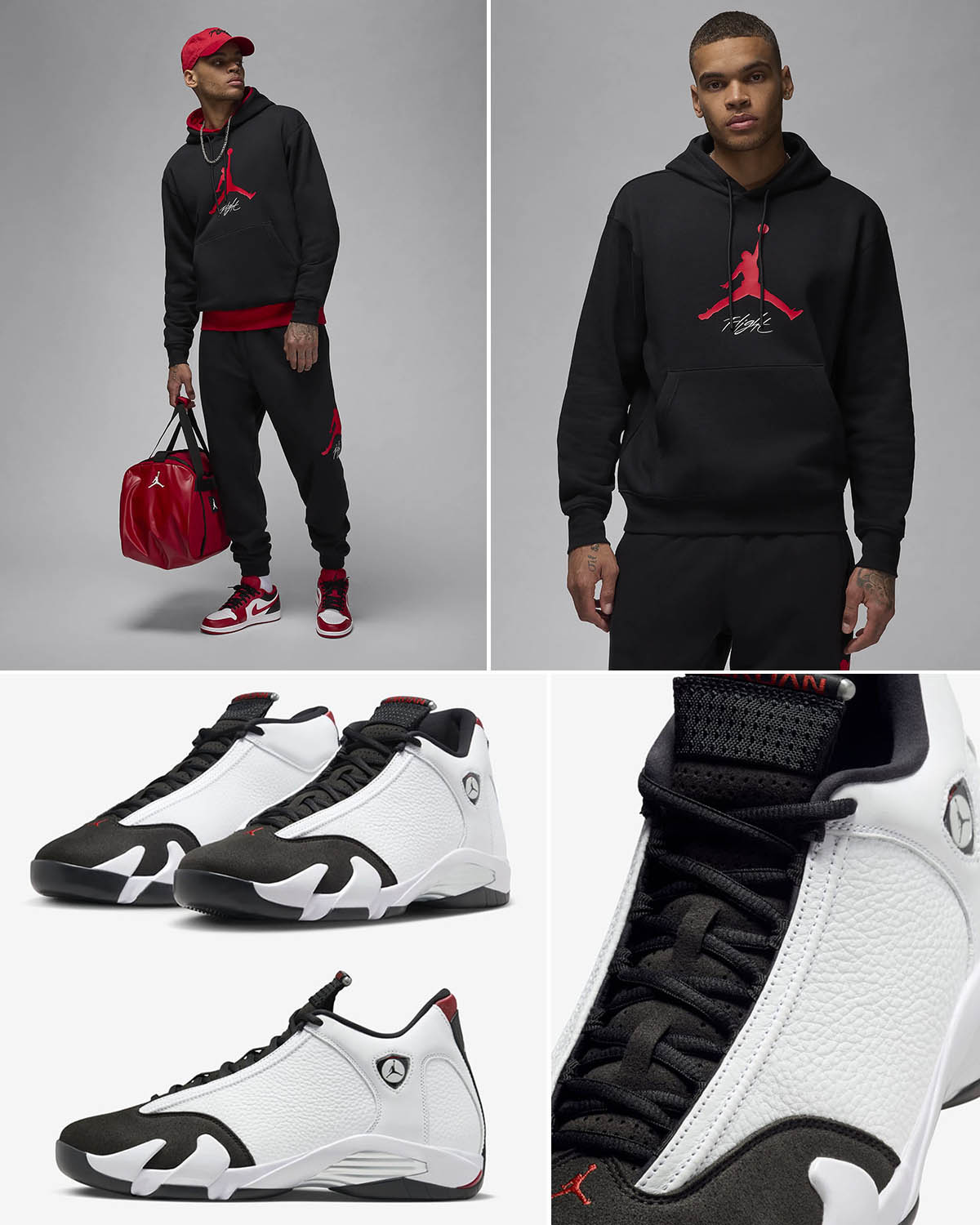 Air Jordan 14 Black Toe 2024 Hoodie and Pants Sneaker Outfit