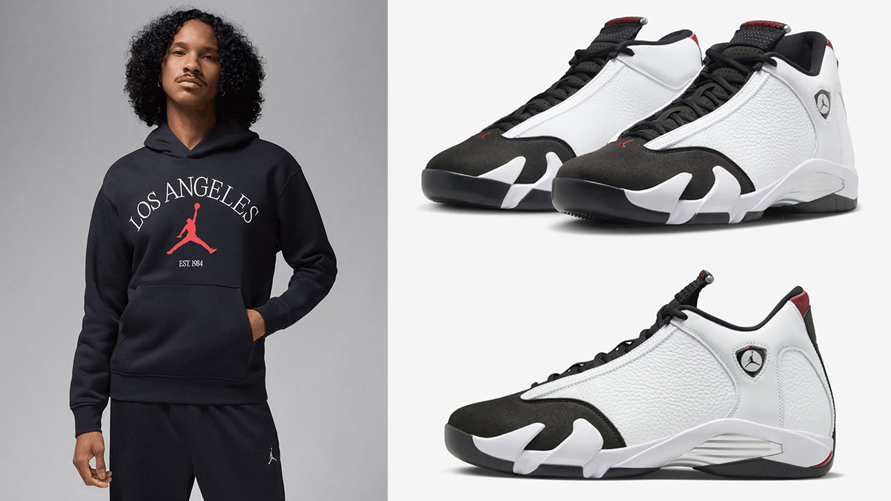 Air Jordan 14 Black Toe 2024 Los Angeles City Hoodie to Match Sneakers