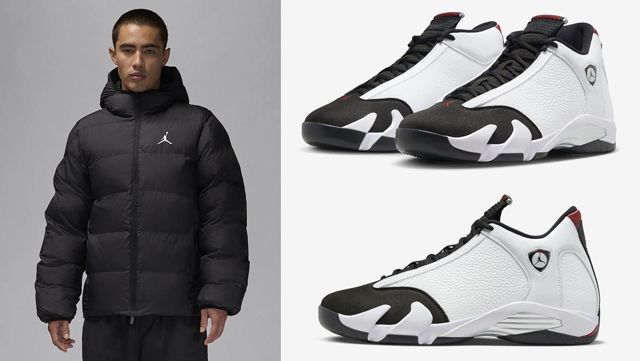 Air Jordan 14 Black Toe 2024 Puffer Jacket Outfit