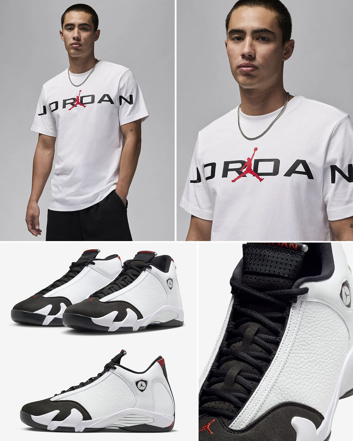 Air Jordan 14 Black Toe 2024 Sneakers and Shirt Outfit 1