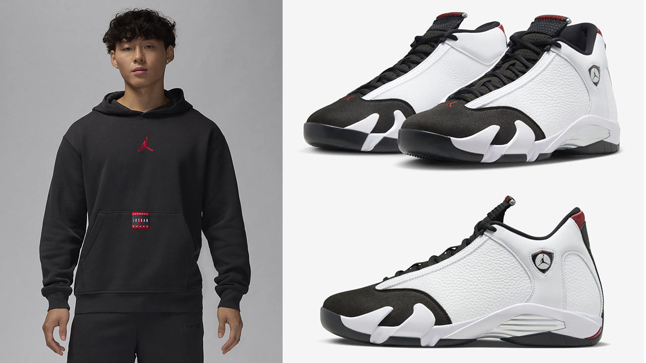 Air Jordan 14 Black Toe Brooklyn Fleece Hoodie Outfit