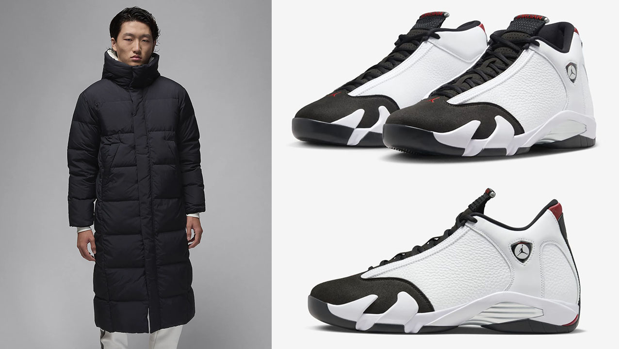 Air Jordan 14 Black Toe Down Parka Jacket Outfit