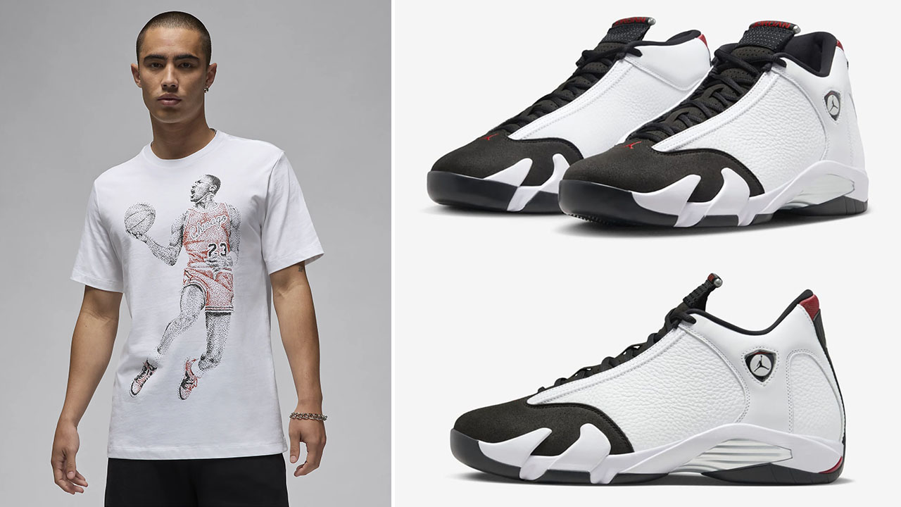 Air Jordan 14 Black Toe Graphic T Shirt to Match Sneakers