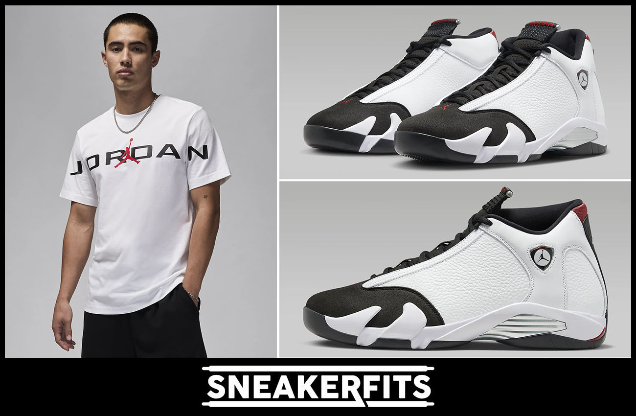 Air Jordan 14 Black Toe T Shirt Outfit Sneakerfits