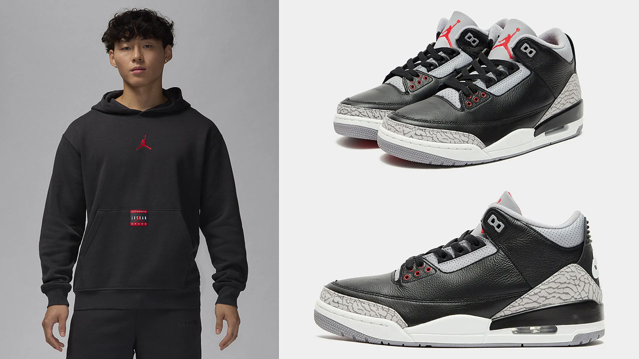 Air Jordan 3 Black Cement 2024 Hoodie