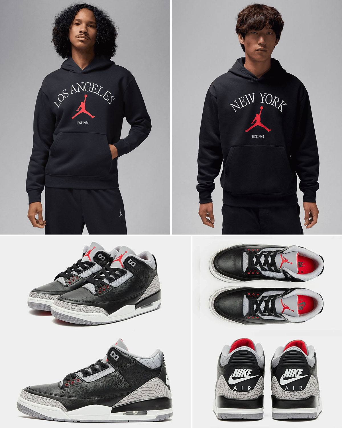 Air Jordan 3 Black Cement 2024 Hoodies