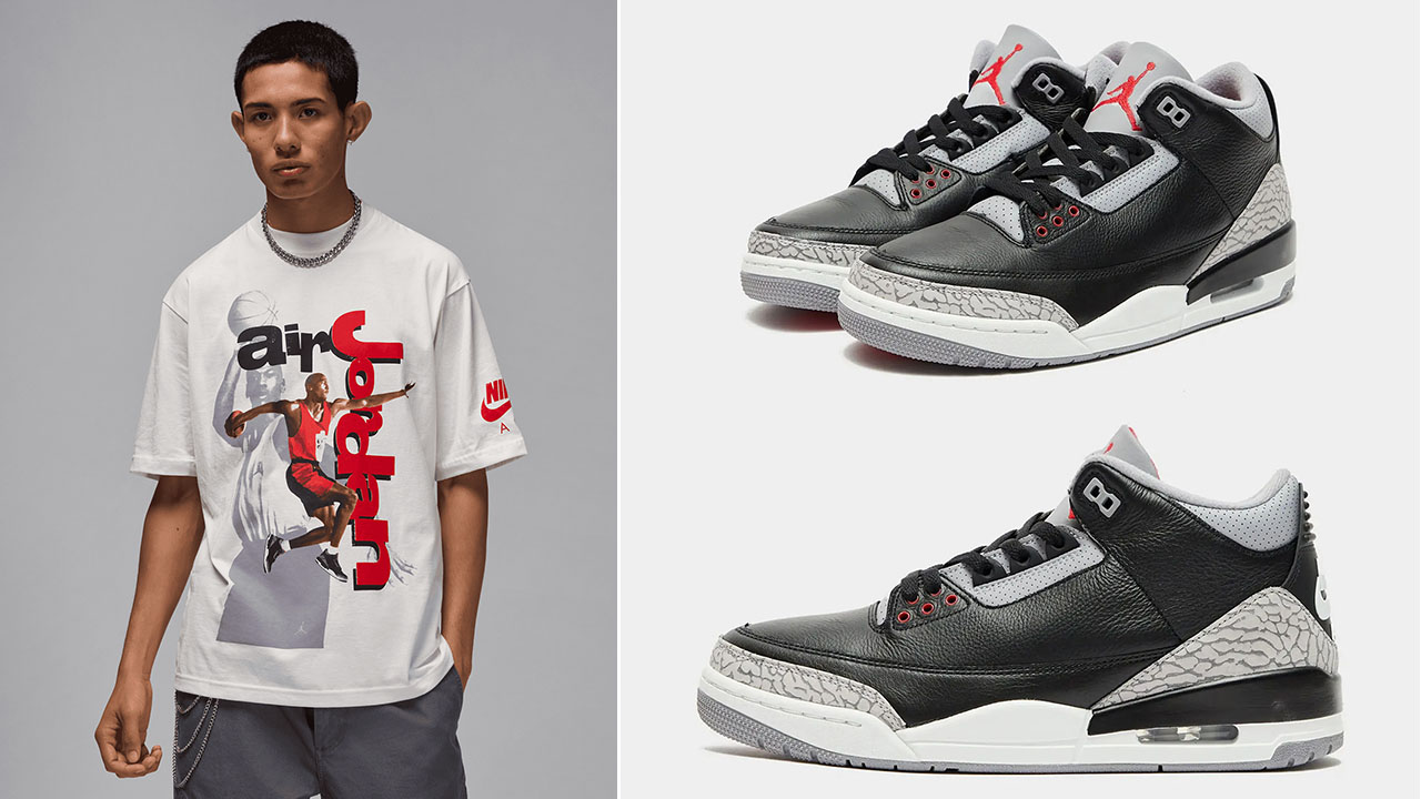 Air Jordan 3 Black Cement 2024 T Shirt to Match Sneakers